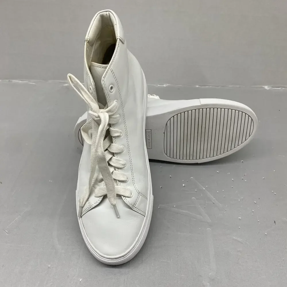 Tory Burch Nola High Top Sneakers Womens 8.5 White Leather Double T Logo 32702